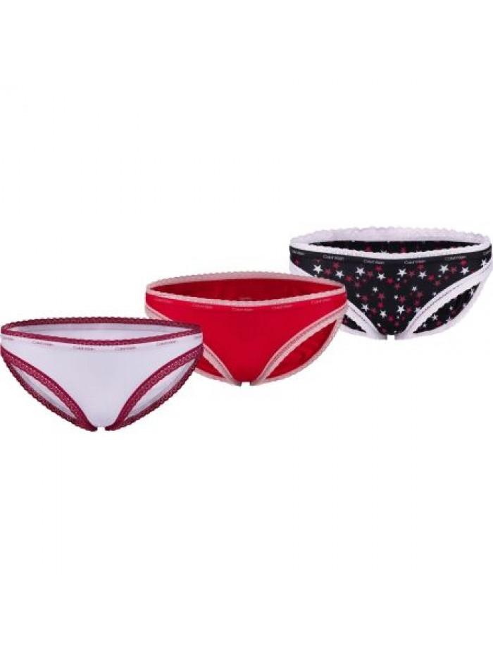 Damskie majtki Calvin Klein Bottoms Up Refresh Bikini czarne, białe, czerwone – 3-pak