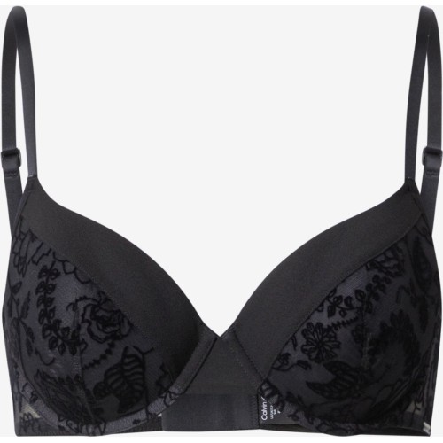 Damski biustonosz Calvin Klein BLACK WILDFLOWER-LL DEMI SPACER czarny