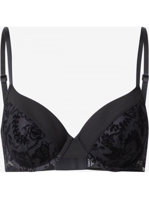Damski biustonosz Calvin Klein BLACK WILDFLOWER-LL DEMI SPACER czarny