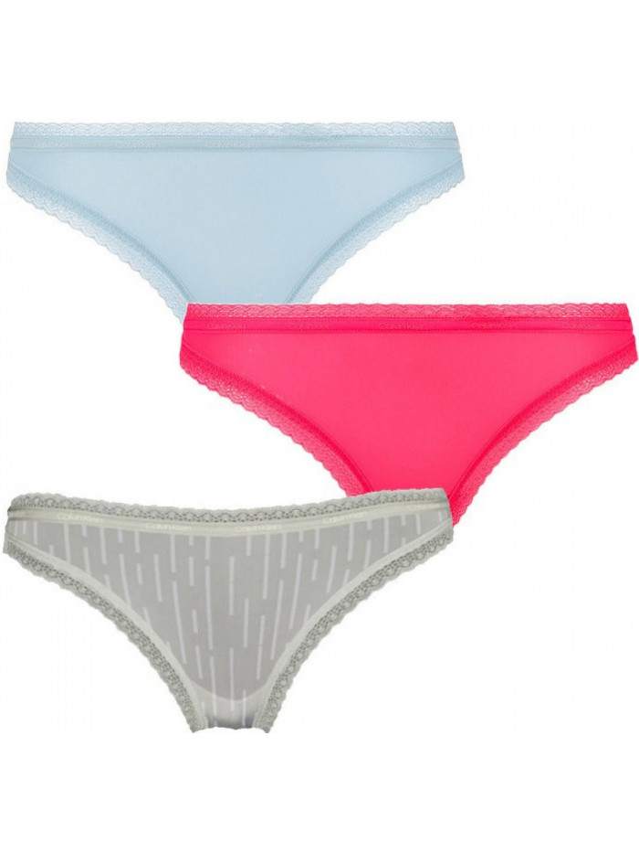 Damskie majtki bikini Calvin Klein Bottoms Up Refresh jasnoniebieskie, jasnozielone, różowe 3-pak