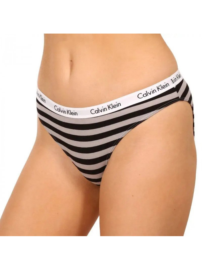 Damskie majtki bikini Calvin Klein Carousel ciemnoróżowe, szare, w paski 3-pak