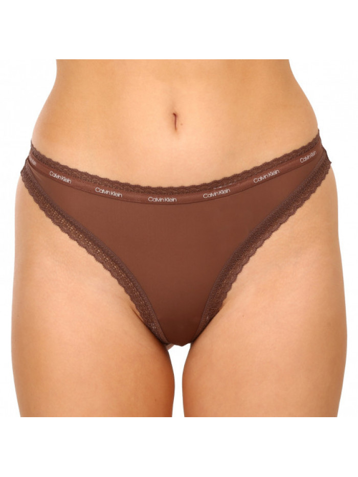 Damskie stringi Calvin Klein Bottoms Up Refresh brązowe, pomarańczowe, bordowe z gwiazdkami – 3-pak
