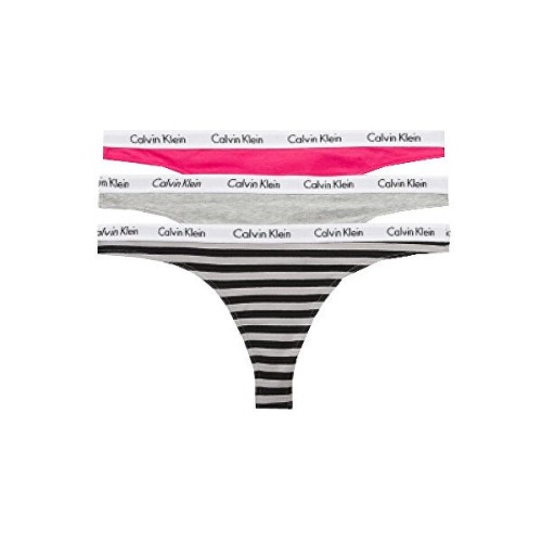 Damskie Stringi Calvin Klein Carousel Thong Ciemnoróżowe, Szare, Paskowane 3-Pack Damskie Stringi Calvin Klein Carousel Thong Ciemnoróżowe, Szare, Paskowane 3-Pack
