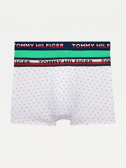 Męskie Bokserki Tommy Hilfiger Color Printed Białe, Zielone 2-Pak