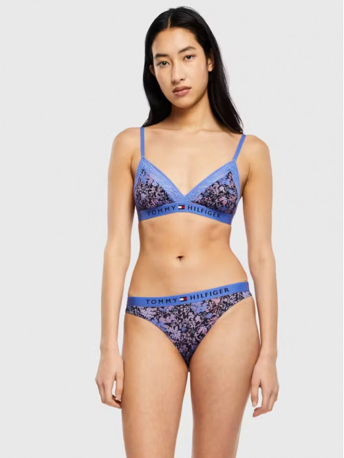 Damski Biustonosz Tommy Hilfiger Original Koronkowy-Nieusztywniany Koronkowy Trójkąt Niebieski