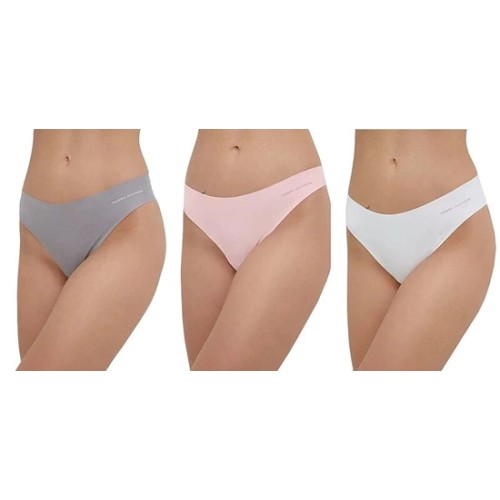 Damskie majtki Tommy Hilfiger bezszwowe brazylijskie bikini 3-pak – Różowe, Szare, Białe