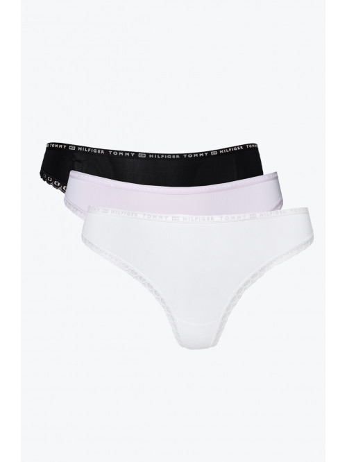 Damskie Stringi z Koronką Tommy Hilfiger Jasnoróżowe, Czarne, Beżowe 3-Pack