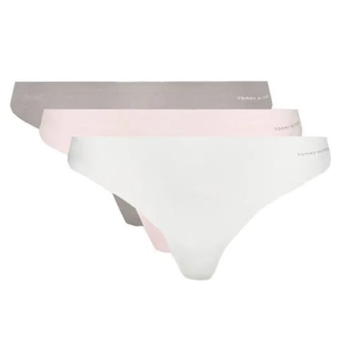 Damskie Bezszwowe Stringi Tommy Hilfiger 3-Pack Wielokolorowe - Różowe, Szare, Białe Damskie Bezszwowe Stringi Tommy Hilfiger 3-Pack Wielokolorowe - Różowe, Szare, Białe