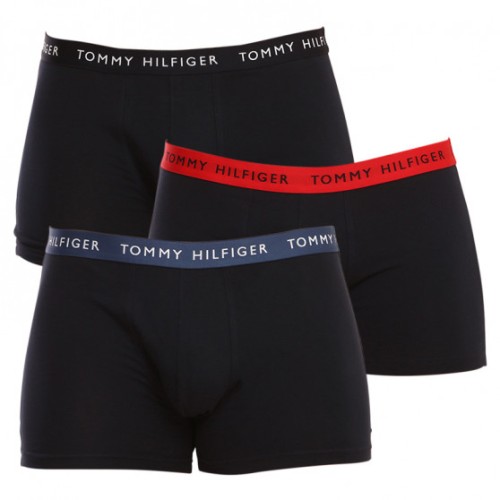 Męskie bokserki Tommy Hilfiger Recycled Essentials Trunk 3-pack granatowe z kolorowymi pasami