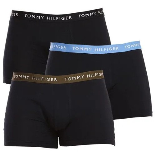 Męskie bokserki Tommy Hilfiger Recycled Essentials Trunk granatowe z kolorowymi pasami 3-pack