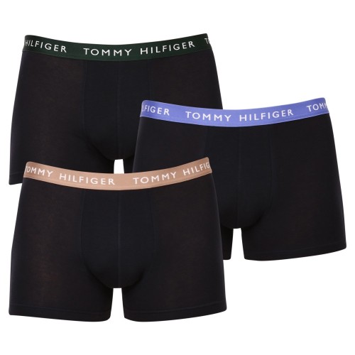 Męskie bokserki Tommy Hilfiger Recycled Essentials Trunk WB czarne z kolorowymi paskami 3-pack